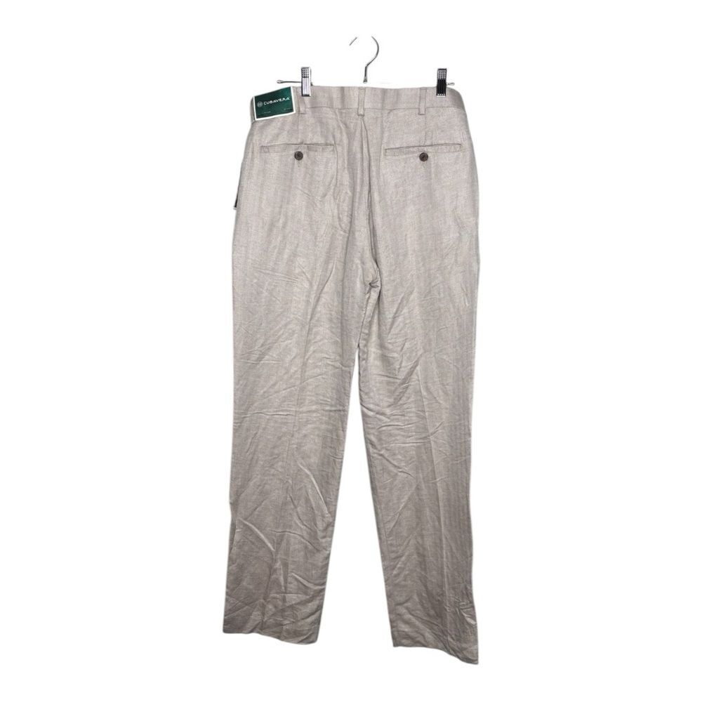 NWT Cubavera linen blend men’s flat front pants tan 30 32 - Picture 7 of 9